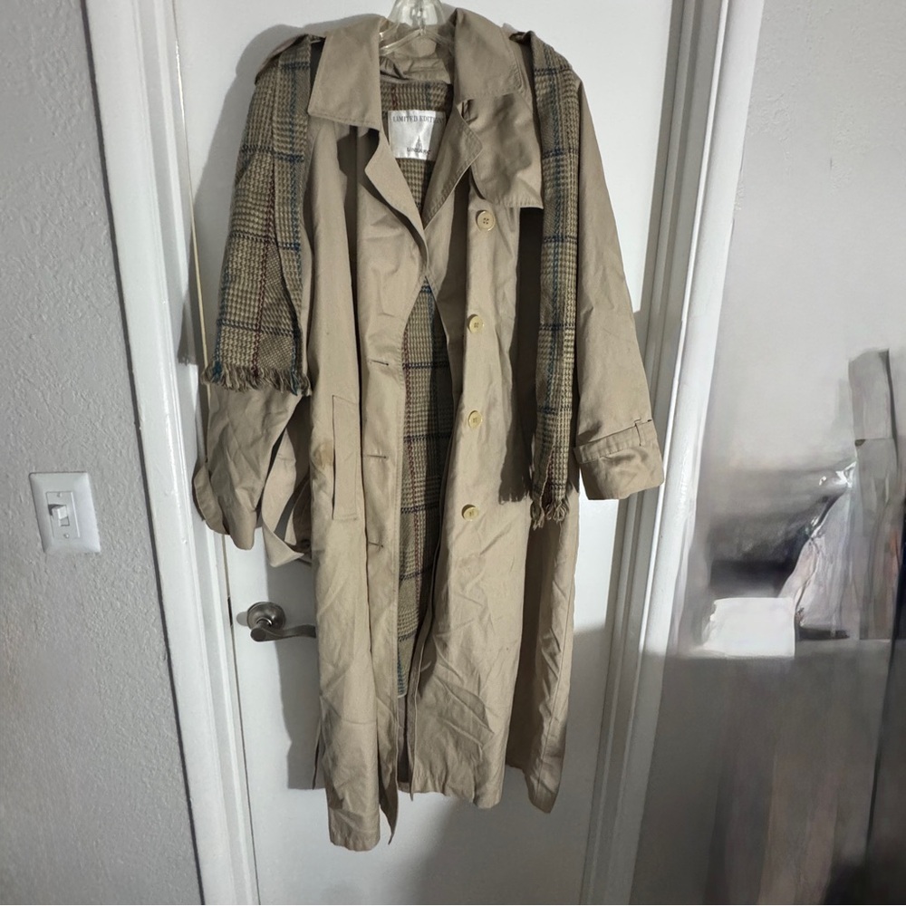 London Fog Limited Edition Beige Trench with Plaid Accent